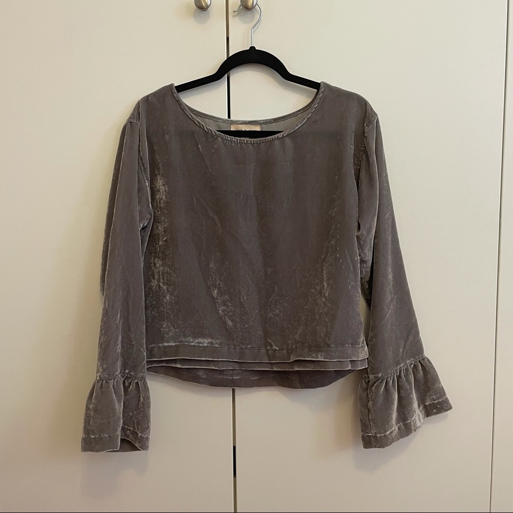 Cloth & Stone | Velvet Gray Bell Sleeve Top